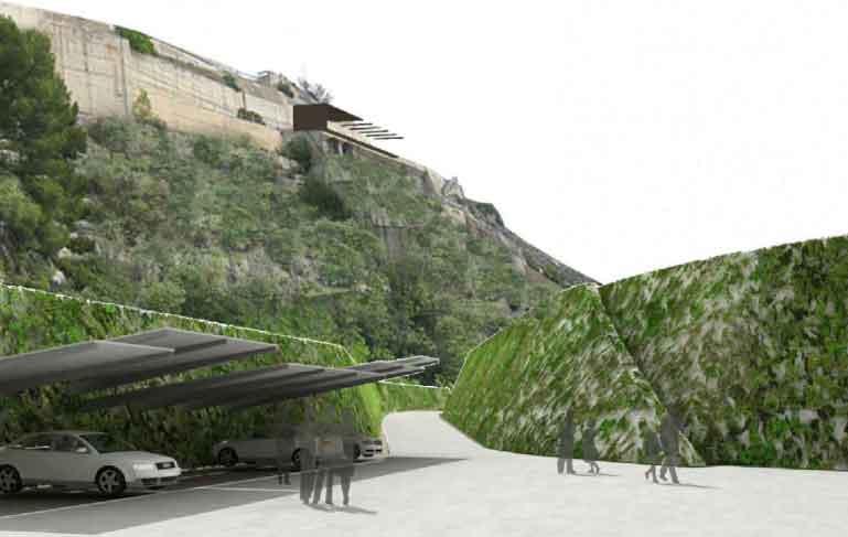 aparcamiento proyecto central hidroeléctrica Mequinenza